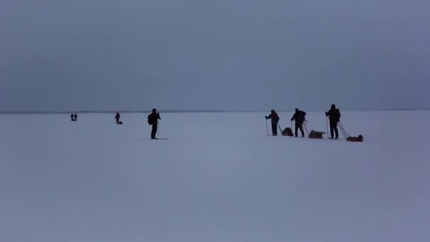 Skitour Inari See Lappland Finnland — Stockvideo