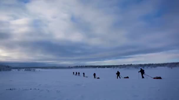 Ski Expeditie Nuorgam Lapland Finland — Stockvideo