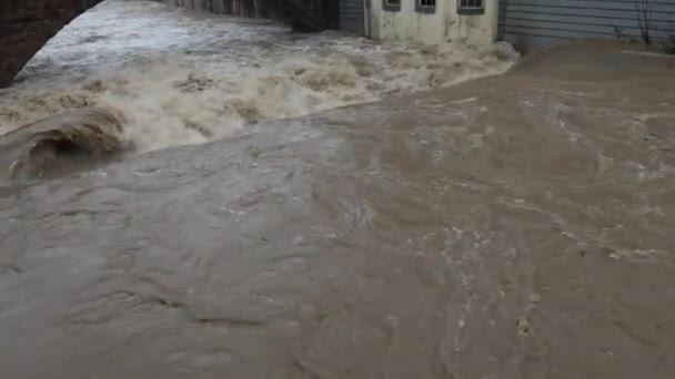 Powodzie Mieście Olot Garrotxa Girona Hiszpania Styczeń 2020 — Wideo stockowe