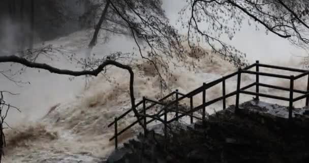 Inondazioni Sant Joan Les Fonts Garrotxa Girona Spagna Gennaio 2020 — Video Stock