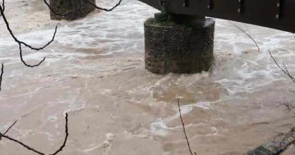 Inundaciones Castellfollit Roca Garrotxa Girona España Enero 2020 — Vídeo de stock