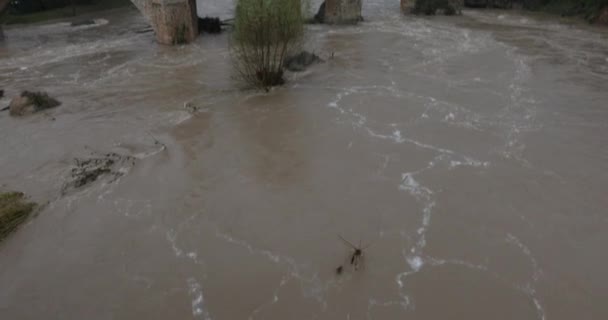 Povodně Městě Besalu Garrotxa Girona Španělsko Leden 2020 — Stock video