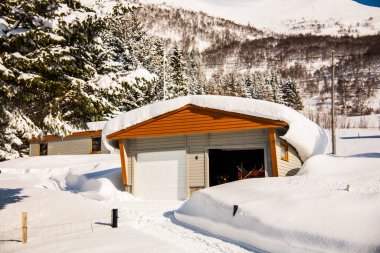 Lofoten Adaları 'nda kış, Kuzey, Norveç.