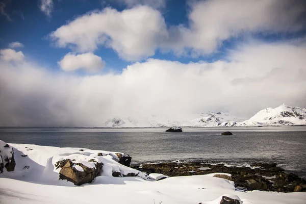 Зима Лофотенских Островах Северная Норвегия — стоковое фото