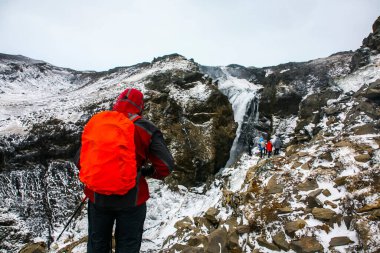 Güney İzlanda, Kuzey Avrupa 'da kış manzarası.