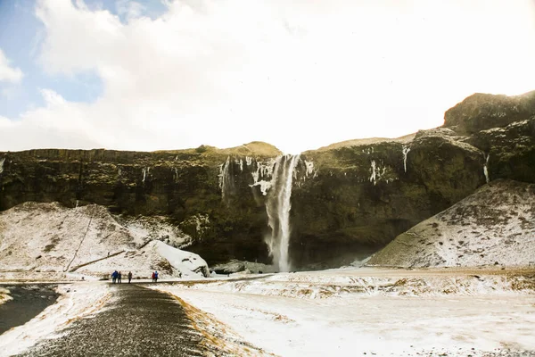 Winter Landscape Seljalandsfoss Waterfall Iceland Northern Europe — 스톡 사진