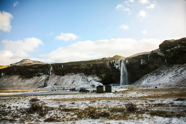 Winter Landscape Seljalandsfoss Waterfall Iceland Northern Europe — Foto Stock