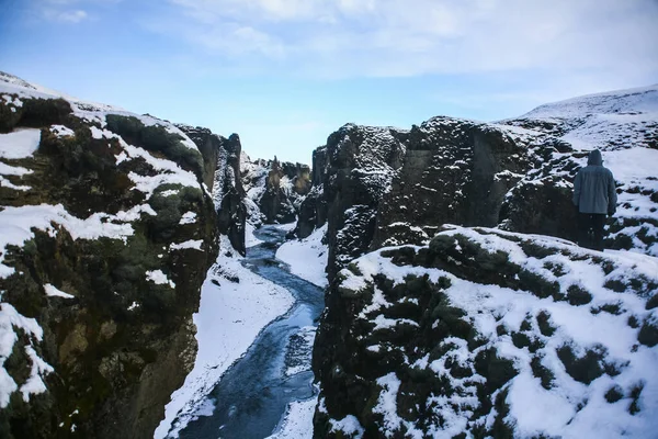 Χειμερινό Τοπίο Στο Fjadrargljufur Ισλανδία Βόρεια Ευρώπη — Φωτογραφία Αρχείου