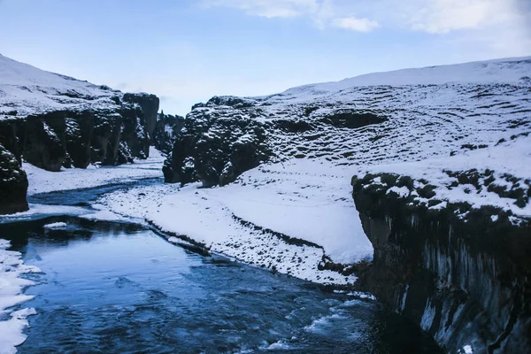 Paesaggio Invernale Fjadrargljufur Islanda Europa Settentrionale — Foto Stock