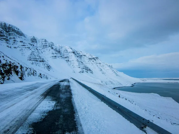 Camino Invierno Sur Islandia Norte Europa — Foto de Stock