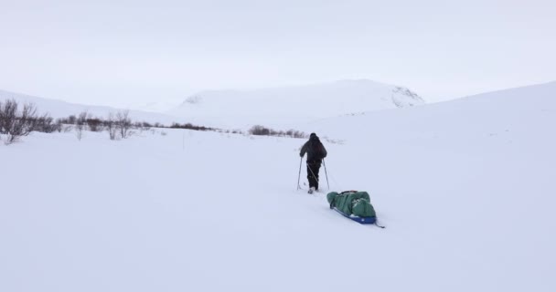 Ski Expeditie Dovrefjell National Park Noorwegen — Stockvideo