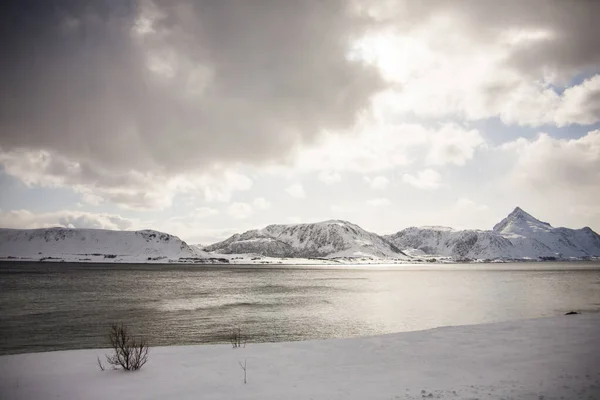 Zima Wyspach Lofoten Północ Norwegia — Zdjęcie stockowe