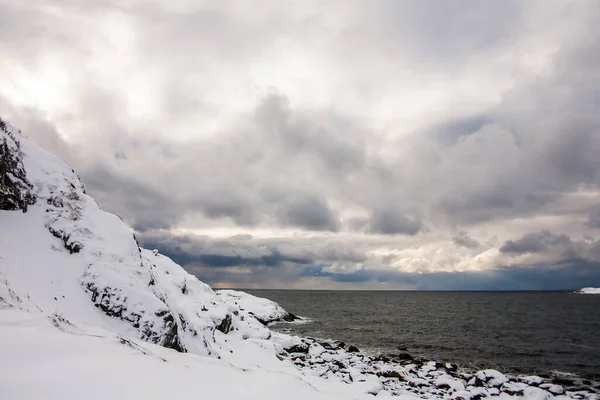 Invierno Bleik Beach Islas Lofoten Norte Noruega — Foto de Stock