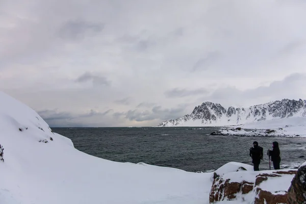 Χειμώνας Bleik Beach Lofoten Islands Βόρεια Νορβηγία — Φωτογραφία Αρχείου
