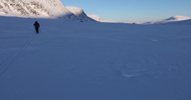 Expedición Esquí Parque Nacional Dovrefjell Noruega — Vídeos de Stock