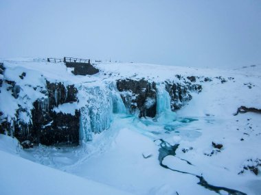Güney İzlanda, Kuzey Avrupa 'da kış manzarası.