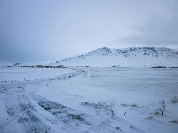Camino Invierno Sur Islandia Norte Europa — Foto de Stock