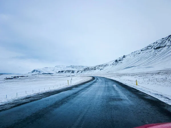 Camino Invierno Sur Islandia Norte Europa — Foto de Stock