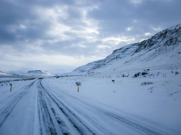 Camino Invierno Sur Islandia Norte Europa — Foto de Stock