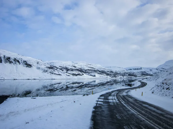 Camino Invierno Sur Islandia Norte Europa — Foto de Stock