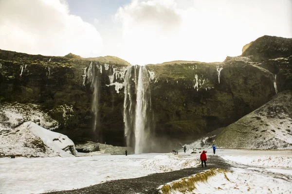 Winter Landscape Seljalandsfoss Waterfall Iceland Northern Europe — Stockfoto