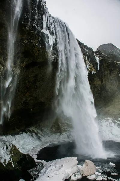 Winter Landscape Seljalandsfoss Waterfall Iceland Northern Europe — Stock Fotó