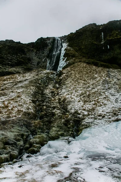 Winter Landscape Seljalandsfoss Waterfall Iceland Northern Europe — 图库照片