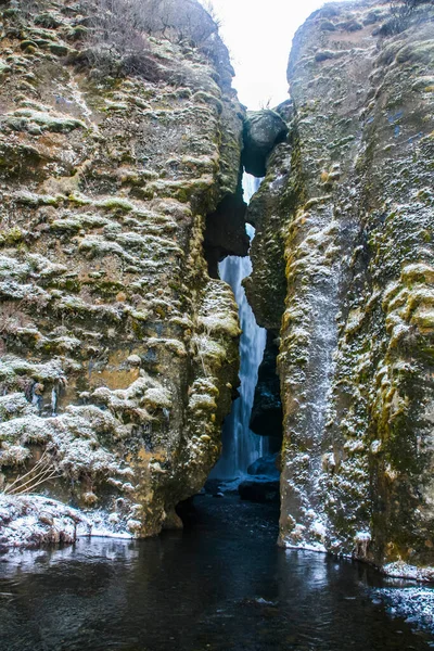 Winter Landscape Seljalandsfoss Waterfall Iceland Northern Europe — Fotografia de Stock