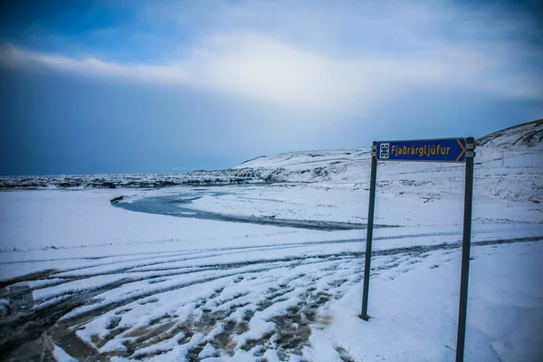 Paisagem Inverno Fjadrargljufur Islândia Norte Europa — Fotografia de Stock