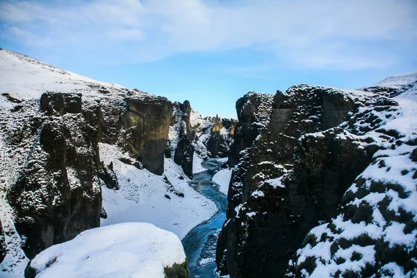 Paisagem Inverno Fjadrargljufur Islândia Norte Europa — Fotografia de Stock