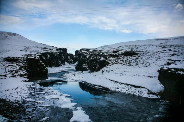 Paisagem Inverno Fjadrargljufur Islândia Norte Europa — Fotografia de Stock