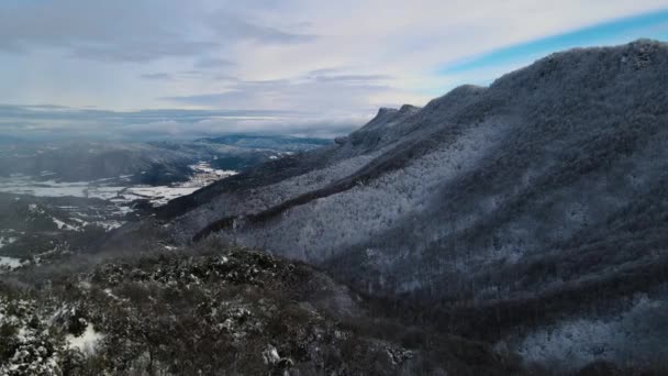 Escena Aérea Con Dron Las Nevadas Bracons Garrotxa Girona España — Vídeos de Stock