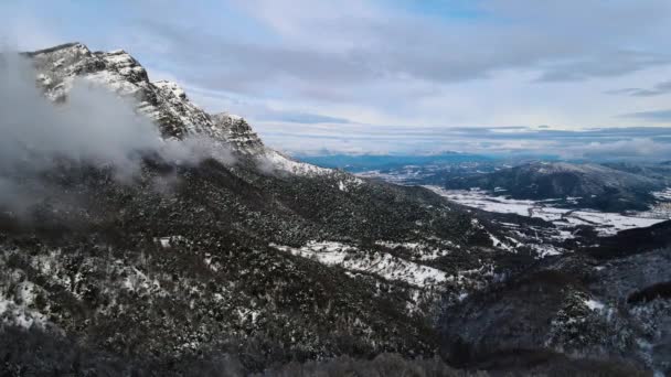 Escena Aérea Con Dron Las Nevadas Bracons Garrotxa Girona España — Vídeos de Stock