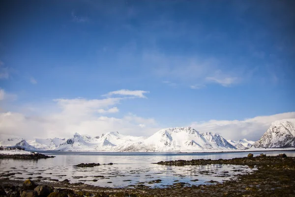 Zima Wyspach Lofoten Północ Norwegia — Zdjęcie stockowe