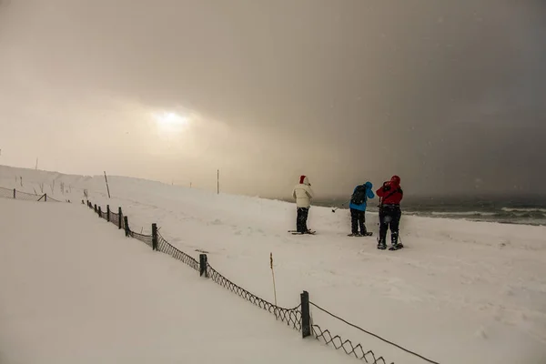 Winter Bleik Beach Lofoten Islands Northern Norway — Fotografia de Stock