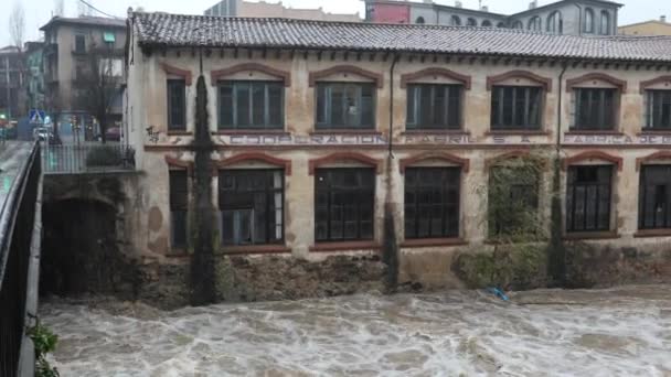 Inondations Dans Ville Olot Garrotxa Gérone Espagne Janvier 2020 — Video