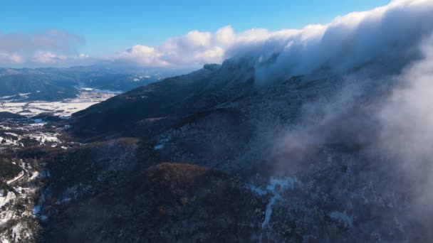 Escena Aérea Con Dron Las Nevadas Bracons Garrotxa Girona España — Vídeos de Stock