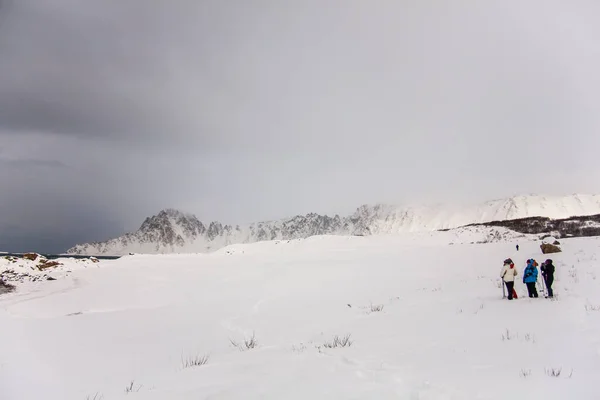 Winter Bleik Beach Lofoten Islands Northern Norway — Fotografia de Stock