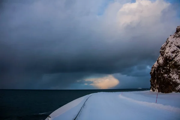 Χειμώνας Στις Νήσους Lofoten Βόρεια Νορβηγία — Φωτογραφία Αρχείου