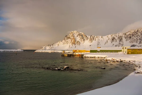 Χειμώνας Bleik Beach Lofoten Islands Βόρεια Νορβηγία — Φωτογραφία Αρχείου