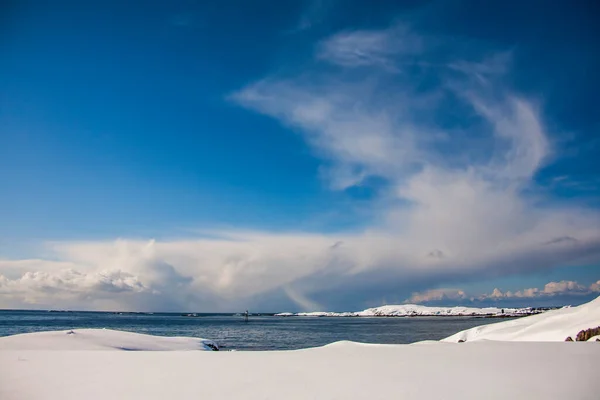 Winter Auf Den Lofoten Northern Norwegen Stockbild