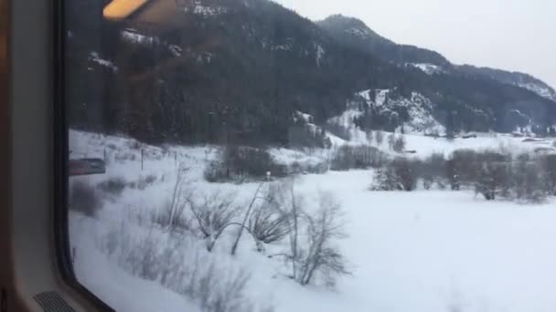 Scena Invernale Dall Interno Del Treno Oslo Trondheim Norvegia — Video Stock