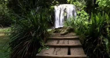 Salt Dels 'de bahar Murris şelalesi, La Garrotxa, Girona, İspanya