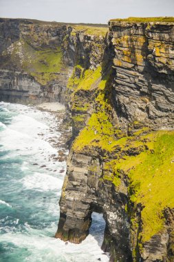 Anne Kayalıkları 'ndaki bahar manzarası (Aillte An Mhothair), İrlanda.
