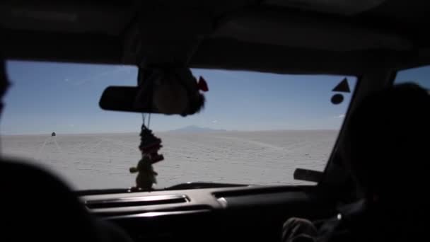 Uyuni Salar Scena Samochodowa Boliwii Ameryka Południowa — Wideo stockowe