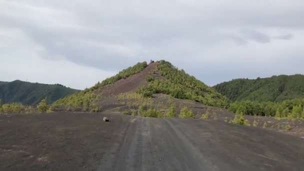 Vista Primera Persona Vídeo Como Conducción Arena Volcánica Llano Del — Vídeo de stock