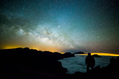 Caldera de Taburiente 'deki Samanyolu, La Palma Adası, Kanarya Adaları, İspanya