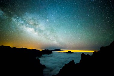 Caldera de Taburiente 'deki Samanyolu, La Palma Adası, Kanarya Adaları, İspanya