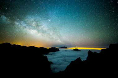Caldera de Taburiente 'deki Samanyolu, La Palma Adası, Kanarya Adaları, İspanya