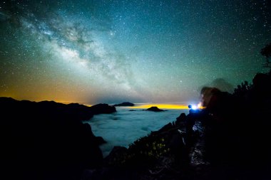 Caldera de Taburiente 'deki Samanyolu, La Palma Adası, Kanarya Adaları, İspanya